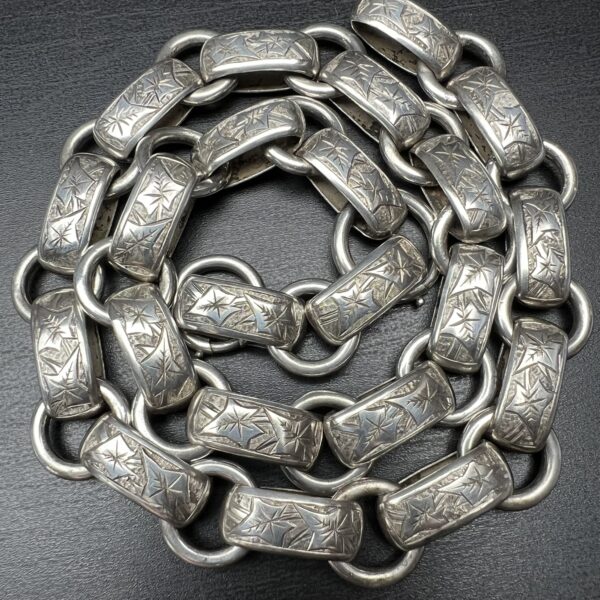 Antique silver book chain necklace